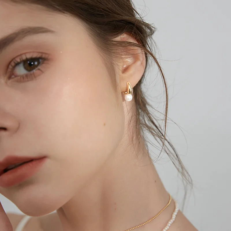 925 Sterling Silver Pearl Ring Earrings For Woman Piercing Wedding  Luxury Vintage Elegant Jewellery Money 925 Prevent Allergies