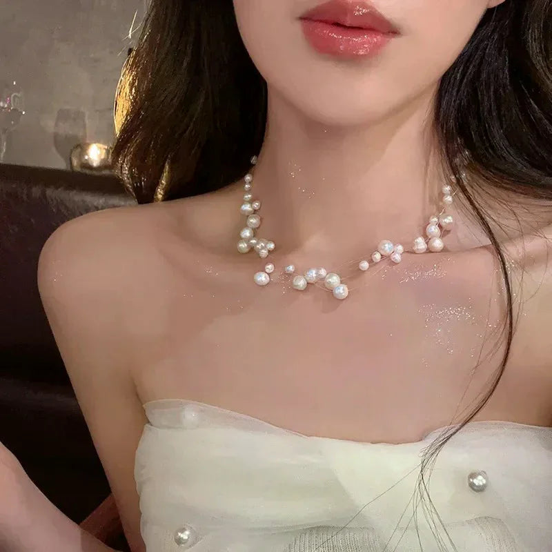 French Style Light Luxury Elegant Niche Design Pearl Multi-layer Pendant Necklace Fashion Women Sweet Jewelry Accessories Gift