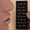 40pcs/Box Rhinestone Nose Rings Stainless Steel Nostril Piercing Jewelry Nose Hoop Ring 8mm Cartilage Tragus Daith Earring Jewel