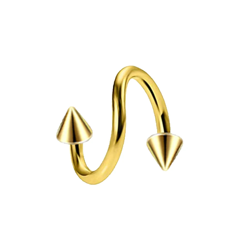 1pc Stainless Steel Tip Cone Ball S-shaped Metal Multifunctional Nose Ring Simple Nose Lip Piercing Jewelry Earrings Cartilage