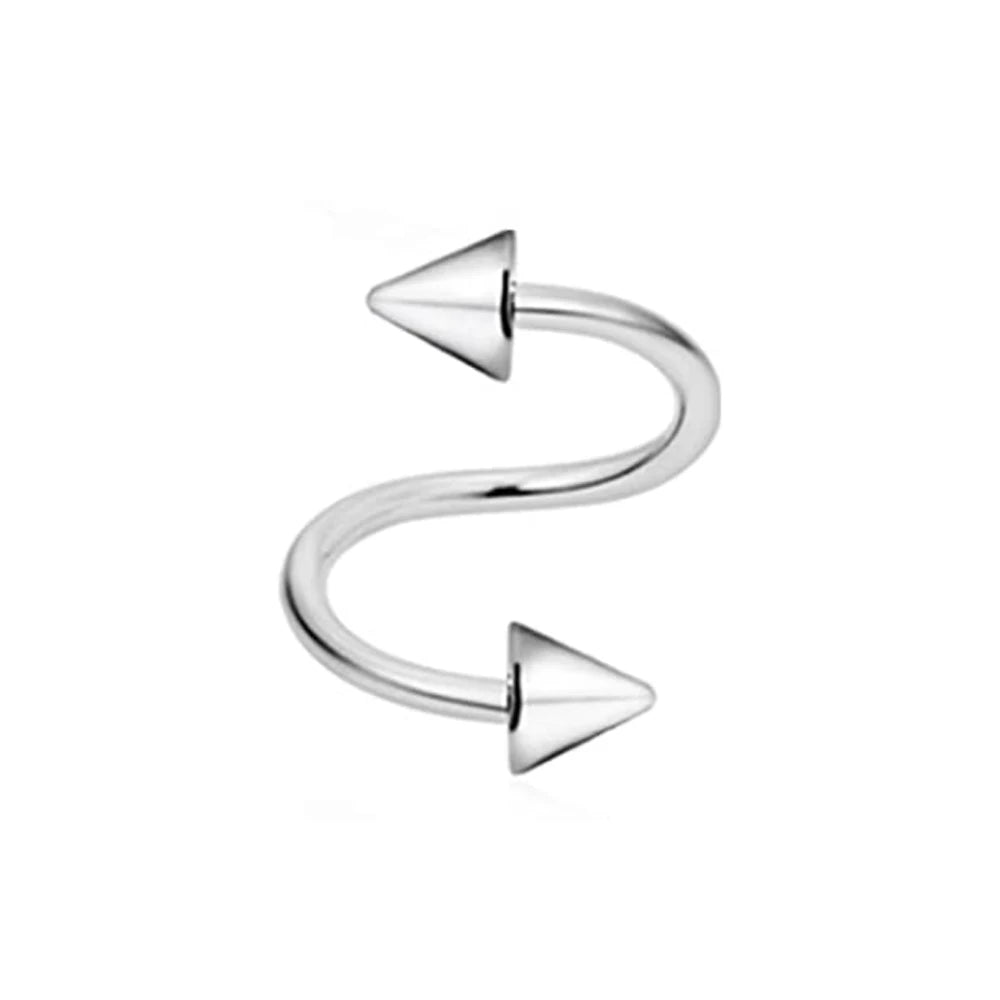 1pc Stainless Steel Tip Cone Ball S-shaped Metal Multifunctional Nose Ring Simple Nose Lip Piercing Jewelry Earrings Cartilage