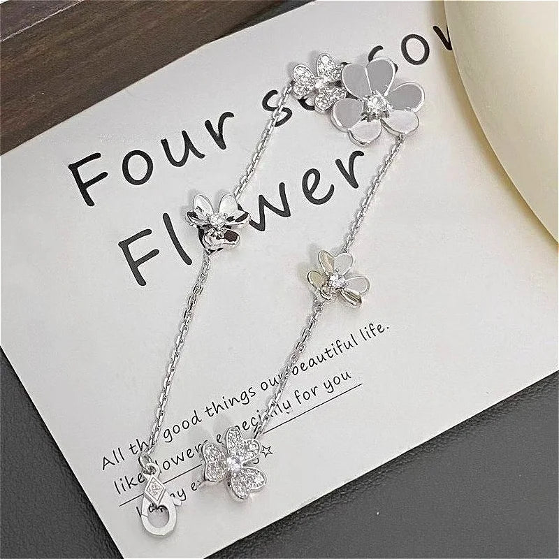 Clover Five-Flower Bracelet Women Luxury Minimalist Design Exquisite Style Elegant Daily Jewelry Premium Adjustable Accessory