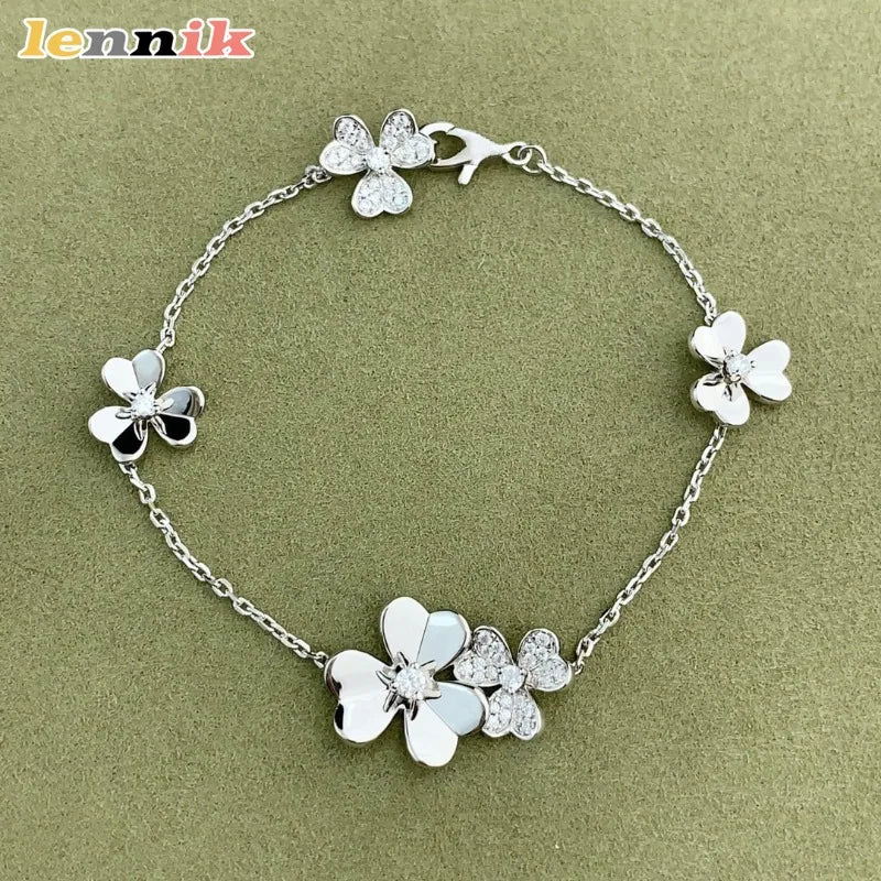 Clover Five-Flower Bracelet Women Luxury Minimalist Design Exquisite Style Elegant Daily Jewelry Premium Adjustable Accessory