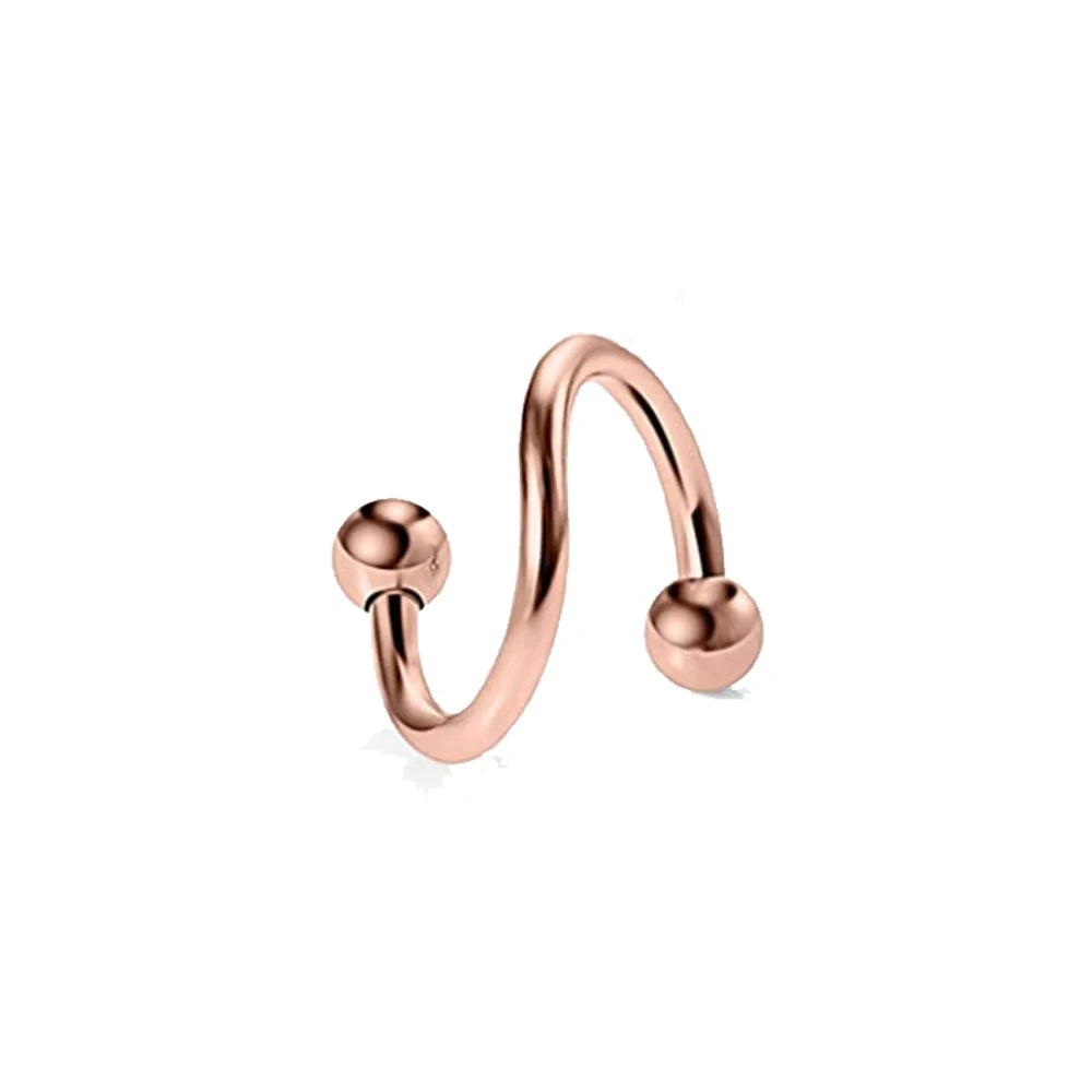 1pc Stainless Steel Tip Cone Ball S-shaped Metal Multifunctional Nose Ring Simple Nose Lip Piercing Jewelry Earrings Cartilage