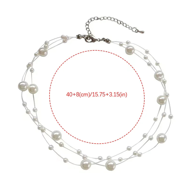 French Style Light Luxury Elegant Niche Design Pearl Multi-layer Pendant Necklace Fashion Women Sweet Jewelry Accessories Gift