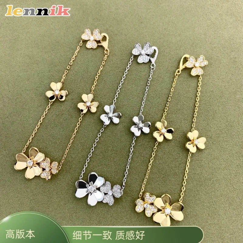 Clover Five-Flower Bracelet Women Luxury Minimalist Design Exquisite Style Elegant Daily Jewelry Premium Adjustable Accessory