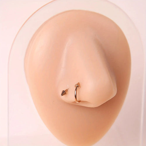 1pc Stainless Steel Tip Cone Ball S-shaped Metal Multifunctional Nose Ring Simple Nose Lip Piercing Jewelry Earrings Cartilage