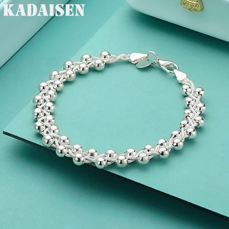 925 Sterling Silver Bracelet Beautiful Braided Beads Chain For Woman Fashion Fine Jewelry Wedding Party Gifts