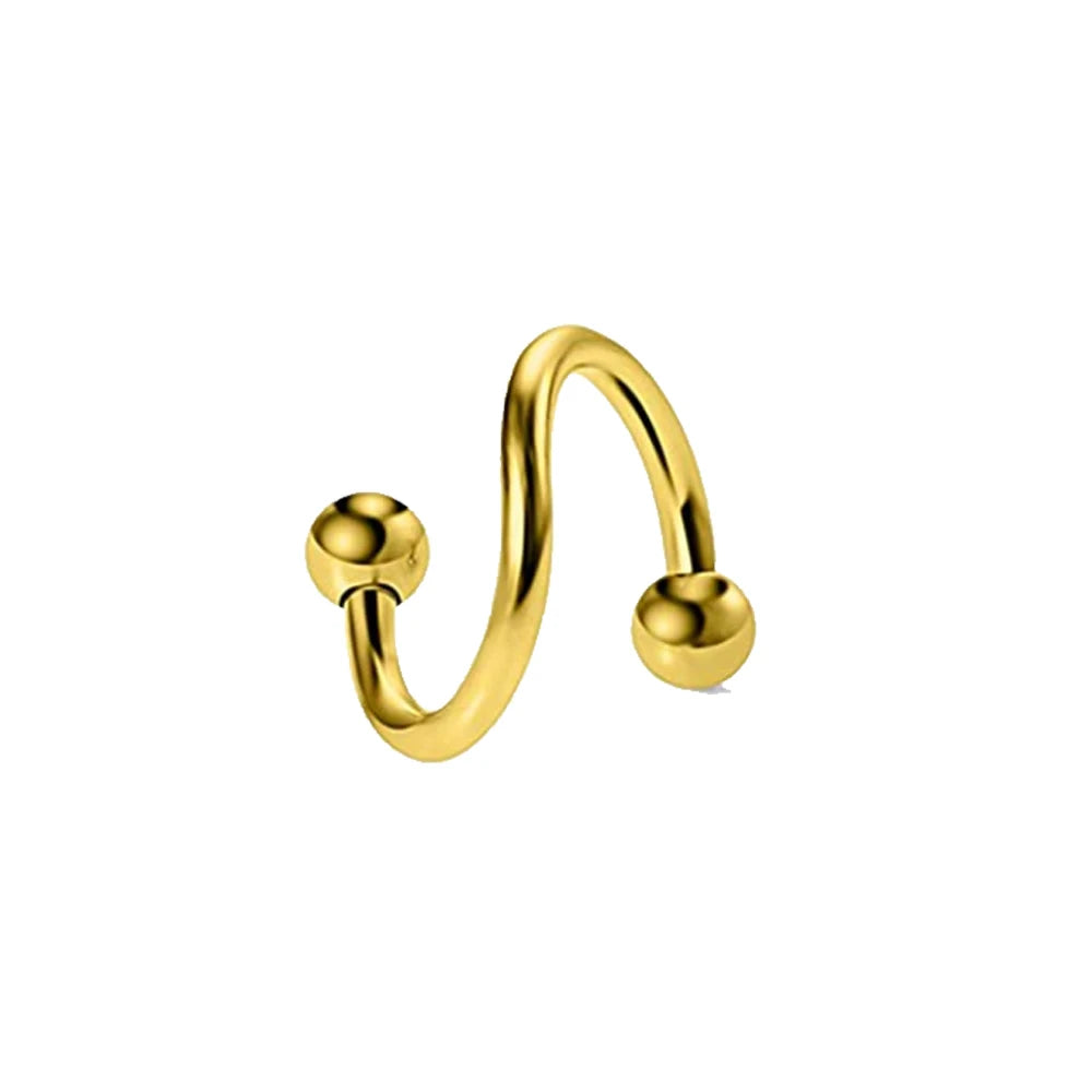 1pc Stainless Steel Tip Cone Ball S-shaped Metal Multifunctional Nose Ring Simple Nose Lip Piercing Jewelry Earrings Cartilage