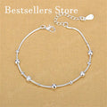 1pc 925 Sterling Silver 8-Inches Beaded Bracelet. Suitable for women, as a charm, wedding jewelry, Christmas gift.
