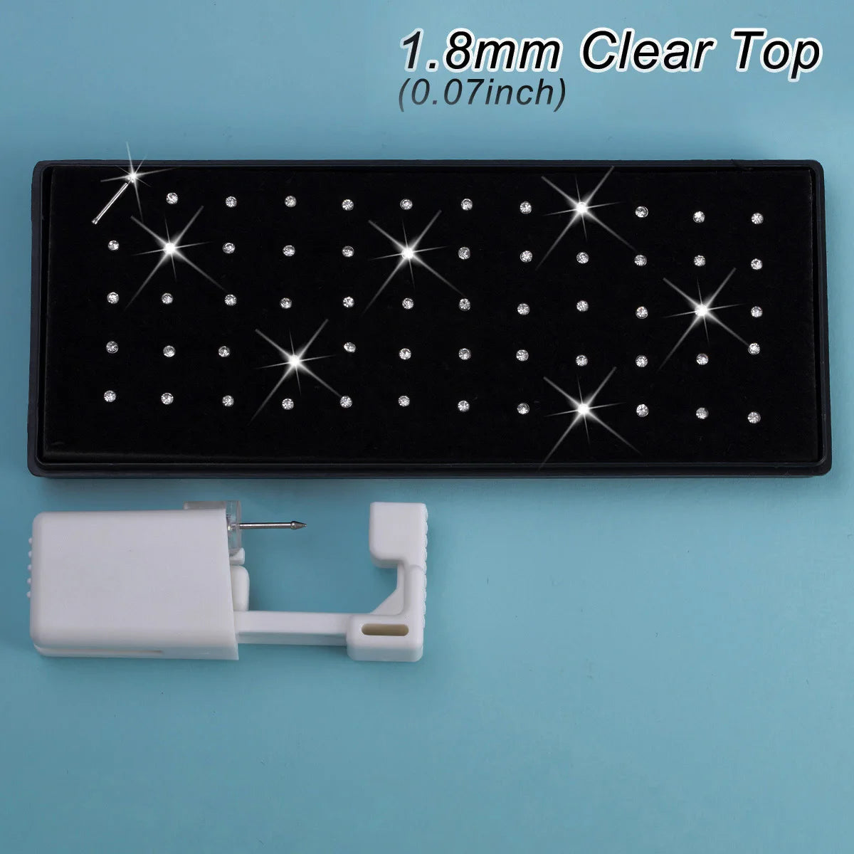 61pcs Nose Piercing Kit Including 1pc Disposable Nose Piercing Gun Machine 60pcs Rhinestone Straight Nose Stud Body Jewelry Tool