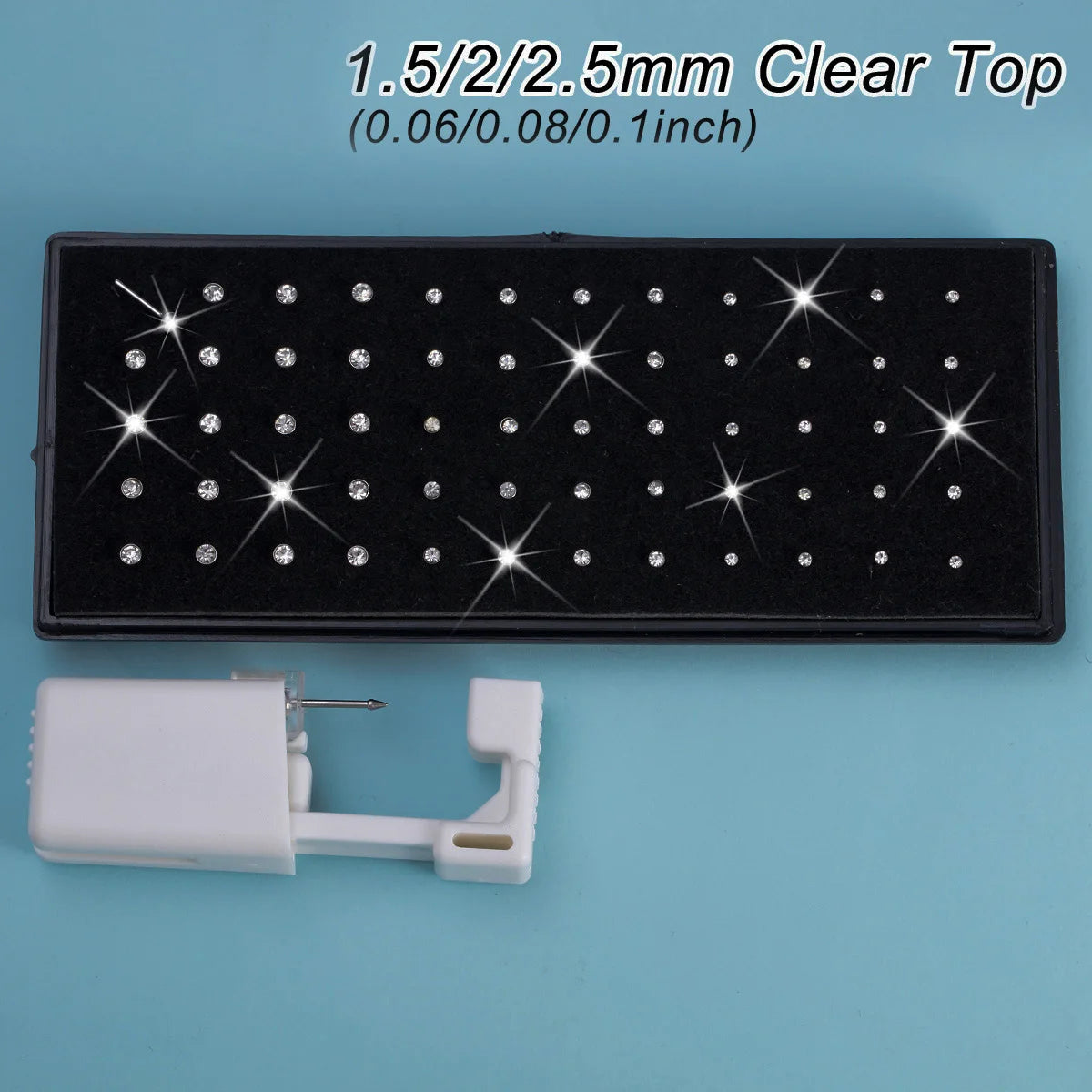 61pcs Nose Piercing Kit Including 1pc Disposable Nose Piercing Gun Machine 60pcs Rhinestone Straight Nose Stud Body Jewelry Tool