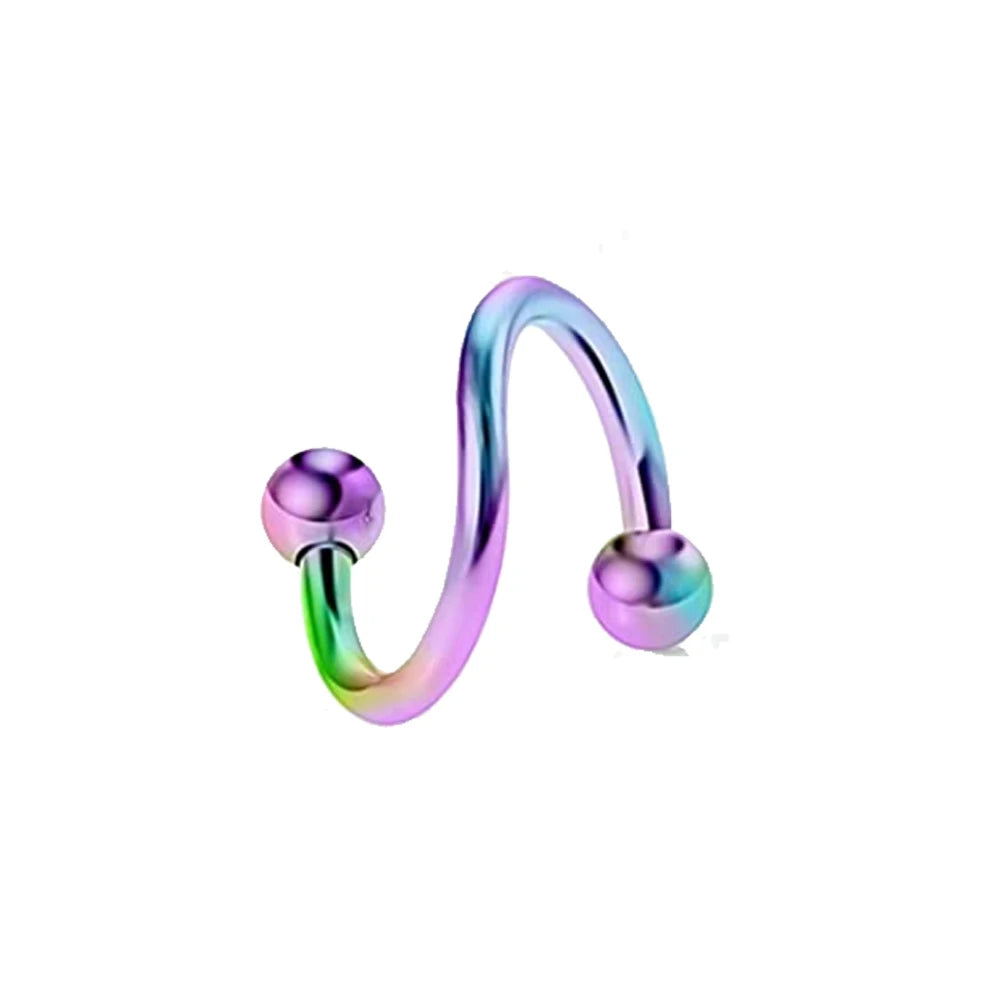 1pc Stainless Steel Tip Cone Ball S-shaped Metal Multifunctional Nose Ring Simple Nose Lip Piercing Jewelry Earrings Cartilage