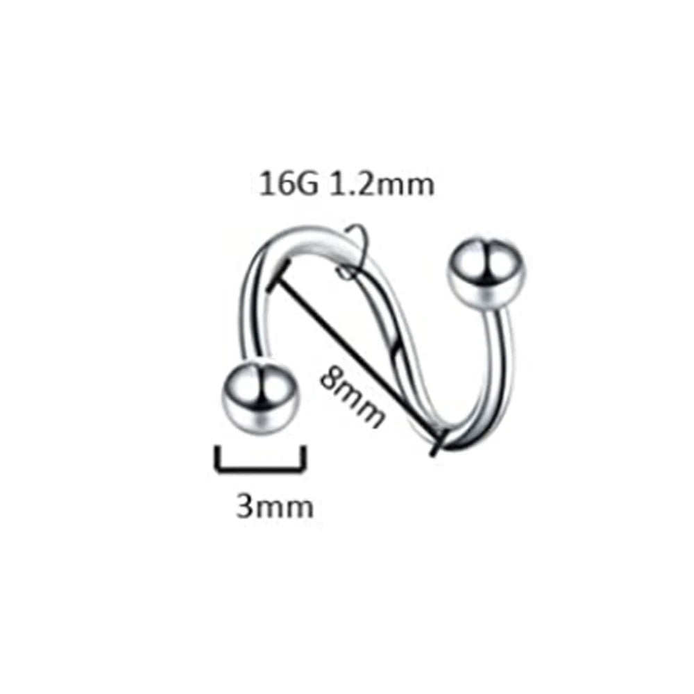 1pc Stainless Steel Tip Cone Ball S-shaped Metal Multifunctional Nose Ring Simple Nose Lip Piercing Jewelry Earrings Cartilage