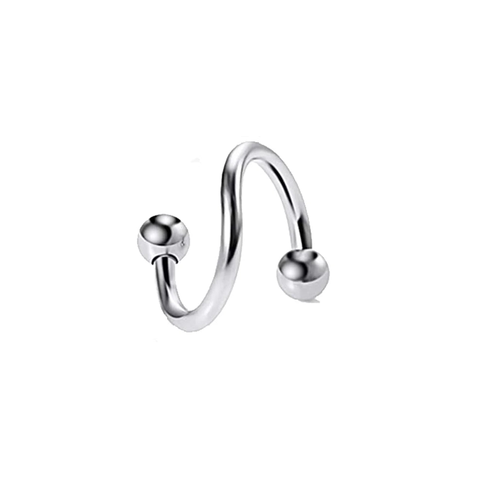 1pc Stainless Steel Tip Cone Ball S-shaped Metal Multifunctional Nose Ring Simple Nose Lip Piercing Jewelry Earrings Cartilage